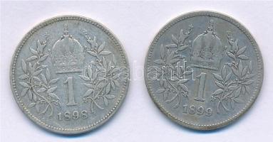 Ausztria 1898-1899. 1K Ag "Ferenc József" (2xklf) T:2-,3 Austria 1898-1899. 1 Corona Ag &q...