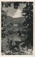 1943 Szováta-fürdő, Baile Sovata; Medve-tó, fürdőzők. Körtesi Károly fényképész felvétele és kiadása / lake, beach, bathers (EK)