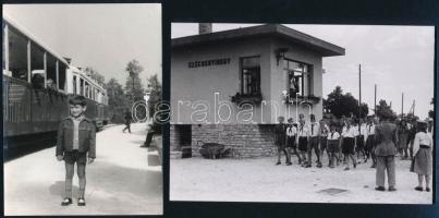 cca 1960 Budapest, úttörővasút, 4 db fotó (az egyik vintage, a többi mai nagyítás) Kotnyek Antal (19...