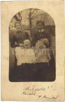 1908 Suhopolje, Terezovac; hölgyek kölyökkutyákkal / ladies with puppies. photo (fl)