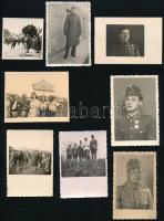 cca 1917-51 vegyes katonai fotó tétel, össz. 18 db, portrék, életképek, katonák kitüntetésekkel stb., egy fotó az 1938-as losonci (felvidéki) bevonulásról, fotó és fotólap, néhány a hátoldalán feliratozott, 5,5x5,5 cm és 13,5x8,5 cm közötti méretben