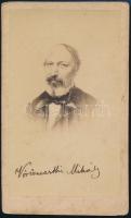 cca 1853 Vörösmarty Mihály (1800-1855) költő portréja vizitkártya méretű fényképen, a képre másolt aláírás nem tőle származik, 10,3x6,3 cm