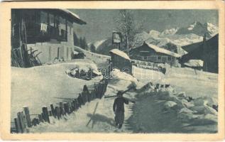 1928 Der Winter schaut übern Berg / Hegyről néz alá a tél / child with ski, winter sport (EB)