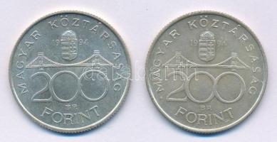 1994. 200Ft Ag "Deák" (2x) T:2 
Hungary 1994. 200 Forint Ag "Ferenc Deák" (2x) ...