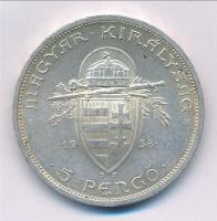 1938. 5P Ag "Szent István" T:1-,2
Hungary 1938. 5 Pengő Ag "Saint Stephen" C:AU...