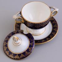 Rosenthal porcelán szószos edény fedéllel, kézzel festett, jelzett, apró kopásnyomokkal, m: 12 cm