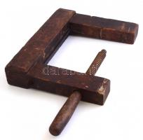 Antik, nagy méretű fa asztalos szorító 52x30 cm