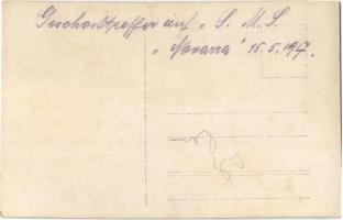 1917 SMS Novara az Osztrák-Magyar Haditengerészet Helgoland-osztályú gyorscirkálója, sérülés az otra...