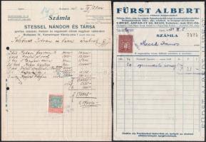 1924-1940 4 db fejléces számla, okmánybélyegekkel (Hecht Lipót, Stessel Nándor és Társa, stb.)