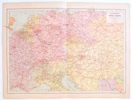 1892 Eisenbahnkarte von Mittel-Europa, Közép-Európa vasúti térképe, Hartlebens Verlag, 39×51 cm