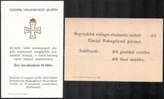 1915 Bp., Ifjúsági hadsegélyező jelvényről szóló levél, megrendelő levelezőlap, 3 db
