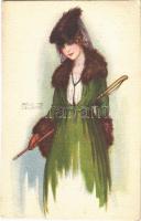 1922 Lady. Italian art postcard. 1725-1. s: Adolfo Busi (EK)