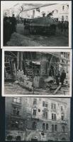 1956 Budapest, a forradalom után maradt pusztítás képei, 3 db fotó, 6,5×9,5 cm