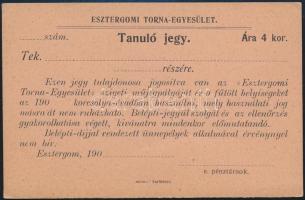 cca 1900 Esztergomi Torna-Egylet kitöltetlen tanuló jegye