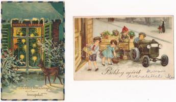 12 db RÉGI üdvözlő motívum képeslap: Karácsony és Újév / 12 pre-1945 greeting motive postcards: Chri...