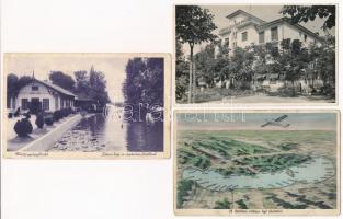 12 db RÉGI magyar város képeslap: strandok, fürdők / 12 pre-1945 Hungarian town-view postcards: spas