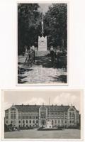 2 db RÉGI magyar város képeslap országzászlókkal: Pécs, Mátraháza / 2 pre-1945 Hungarian town view postcards with flags