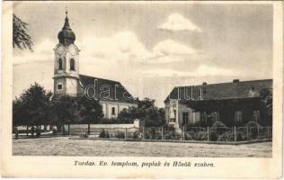 1943 Tordas, Evangélikus templom, paplak, Hősök szobra (EK)