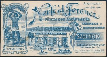 Nerfeld Ferenc csemege kereskedésének szecessziós számolócédulája