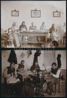 cca 1900 Gyula, kézművesek munka közben (kosárfonók, szabók, seprűkészítők, stb.), 10 db fotó, 14×10,5 cm