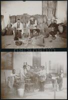 cca 1900 Gyula, kézművesek munka közben (kosárfonók, szabók, seprűkészítők, stb.), 10 db fotó, 14×10...