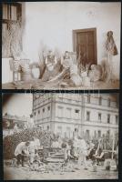 cca 1900 Gyula, kézművesek munka közben (kosárfonók, szabók, seprűkészítők, stb.), 10 db fotó, 14×10...