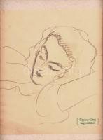 Gyenes Gitta (1888 - 1960) Olvasó nő Ceruza, papír, hagyatéki pecséttel jelzett, 17x12 cm Üvegezett keretben