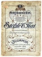 1912 Bp., Stölzle C. Fiai Üveggyárak Részványtársaság árjegyzéke, széteső állapotban, 20p