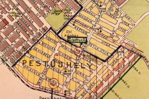 1948 Rákospalota m. város és Pestújhely nagyközség térképe, rajzolta: Székely László, kis szakadássa...