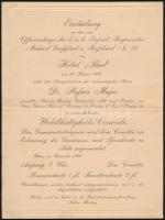 1890 Esztergom, Meghívó a cs. k. 26. sz. orosz Mihály nagyherceg gyalogezred tisztikara által rendez...