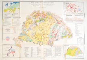 1927 Magyarország gazdaságföldrajzi térképe/Economic-geographical map of Hungary, 1:1,500.000, Bp., Magyar Földrajzi Intézet, III. kiadás, 63x94 cm