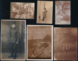 cca 1914-1918 I. világháborús katonai fotók, 6 db, 8×5 és 13,5×8 cm