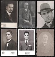 cca 1900-1943 17 db fotó, nagyrészt férfiporték, 14x8,5 cm