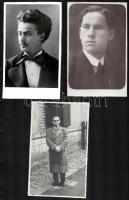 cca 1900-1943 17 db fotó, nagyrészt férfiporték, 14x8,5 cm