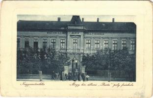 1913 Nagyszentmiklós, Sannicolau Mare; Magyar kir. állami Berta polgári fiúiskola, kerékpár. W. L. Bp. 2120. Wiener Náthán kiadása / boys school (EM)