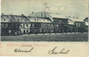 1899 (Vorläufer) Szászsebes, Mühlbach, Sebesul Sasesc, Sebes; utca, Josef Baumann üzlete / street, shops