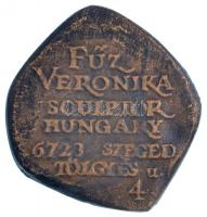 Fűz Veronika (1951-) DN "Névjegyérem" kétoldalas Br plakett (42x46mm) T:2