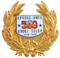 1978. KPVDSZ VMTE - Eredei Telep 1928-1978 zománcbetétes, aranyozott fém plakett, hátoldalon 17-es sorszámmal (71x68mm) T:1-