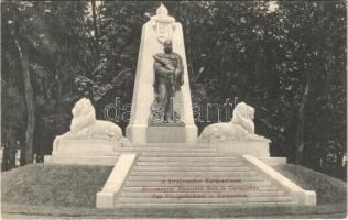 Karánsebes, Caransebes; Ferenc József Király szobor, első világháború után lebontották / statue of Franz Joseph, demolished after WWI