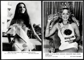 cca 1970 5 db nyomtatott fotó szépségkirálynőkről, MTI sajtófotók, 18,5x27 cm és 20,5x24 cm közötti méretekben