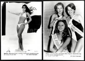 cca 1970 5 db nyomtatott fotó szépségkirálynőkről, MTI sajtófotók, 18,5x27 cm és 20,5x24 cm közötti ...