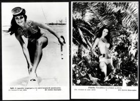 cca 1970 6 db nyomtatott fotó strandolásról, fürdőruhás hölgyekről, MTI sajtófotók, 27x18,5 cm