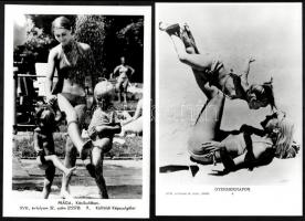 cca 1970 6 db nyomtatott fotó strandolásról, fürdőruhás hölgyekről, MTI sajtófotók, 27x18,5 cm