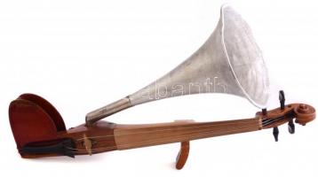 XX: sz. eleje: Violinofon - Stroh hegedű. kopott, húrok lazák 61 cm