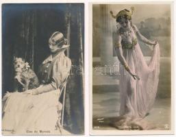 12 db RÉGI külföldi színésznő motívum képeslap: Mary Irber, Cléo de Mérode, Mata Hari / 12 pre-1945 ...
