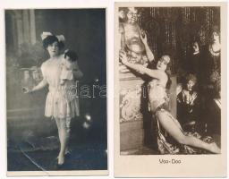 5 db RÉGI külföldi színésznő motívum képeslap, kabaré táncosok / 5 pre-1945 motive postcards: actres...