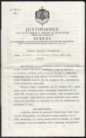 1941 Serédi Jusztinián (1884-1945) hercegprímás gépelt egyházi irata, saját kezű és mások aláírásával, 3p
