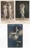9 db RÉGI külföldi színésznő motívum képeslap, kabaré táncosok / 9 pre-1945 motive postcards: actresses, cabaret dancers