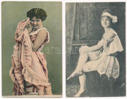 9 db RÉGI külföldi színésznő motívum képeslap, kabaré táncosok / 9 pre-1945 motive postcards: actres...