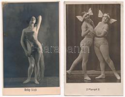 5 db RÉGI külföldi színésznő motívum képeslap, kabaré táncosok / 5 pre-1945 motive postcards: actres...